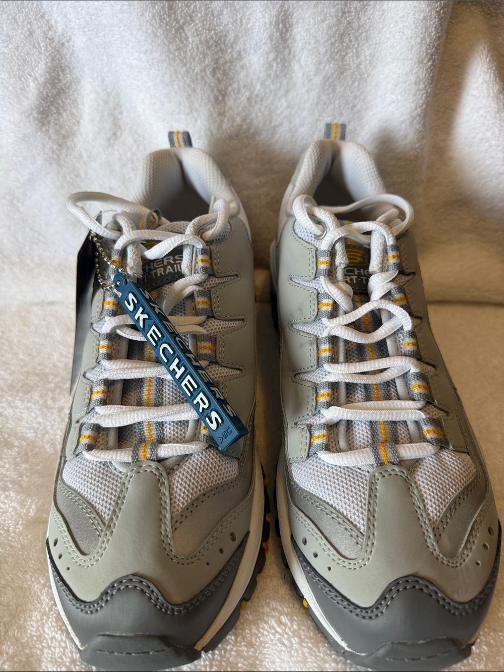 Skechers Women’s Gray, White & Yellow Athletic Trail Sneakers